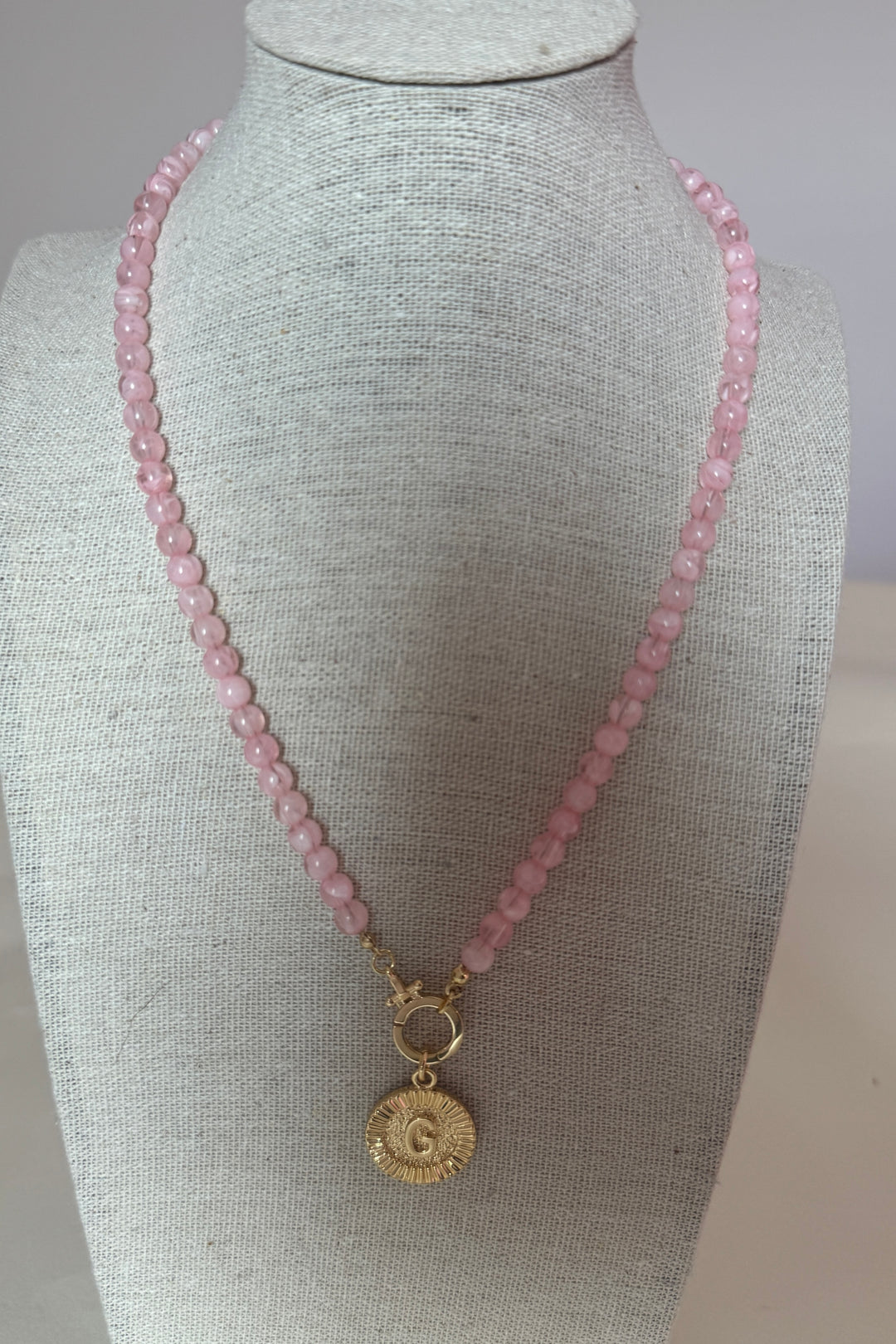 Captiva Beaded Charm Necklace, blush