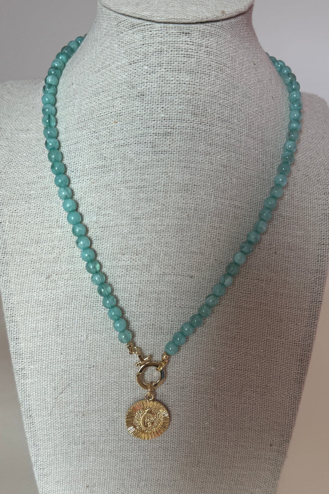 Captiva Beaded Charm Necklace, aqua