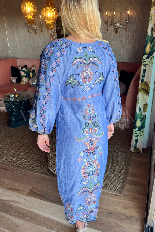 Garden Tapestry Blue Embroidery Midi Dress by Farm Rio