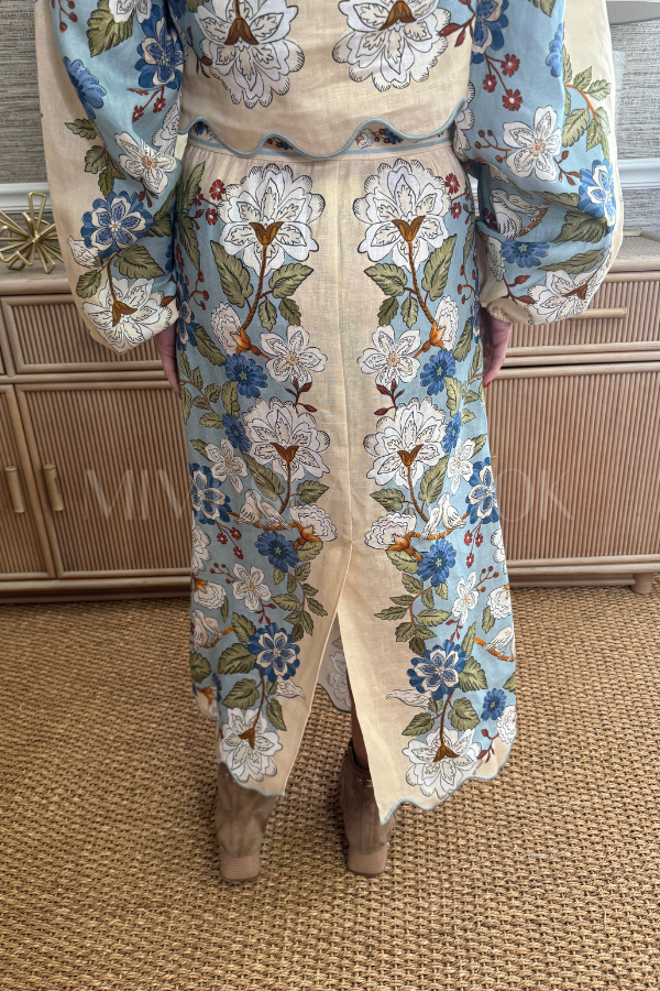 Garden Scarf Blue Midi Skirt by Farm Rio