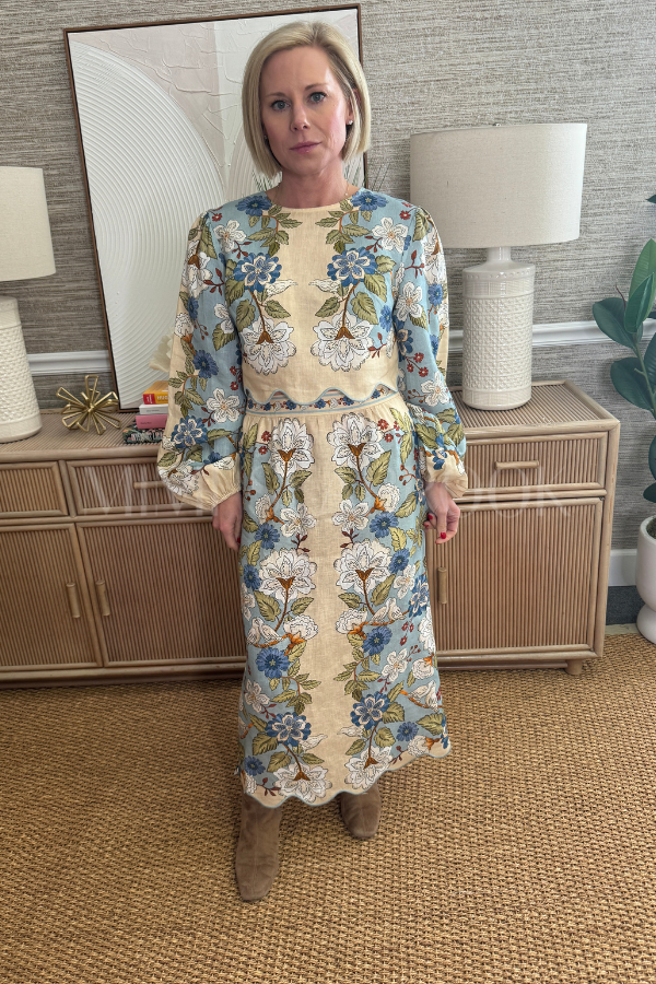 Garden Scarf Blue Midi Skirt by Farm Rio