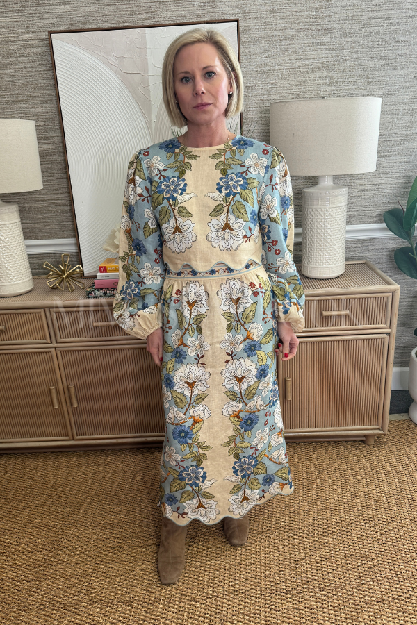 Garden Scarf Blue Midi Skirt by Farm Rio