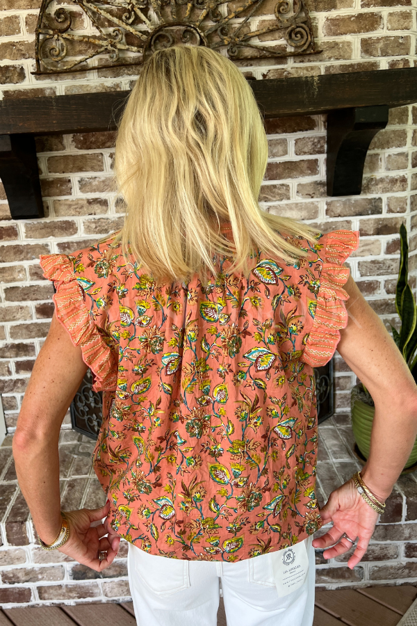 Garner top, coral