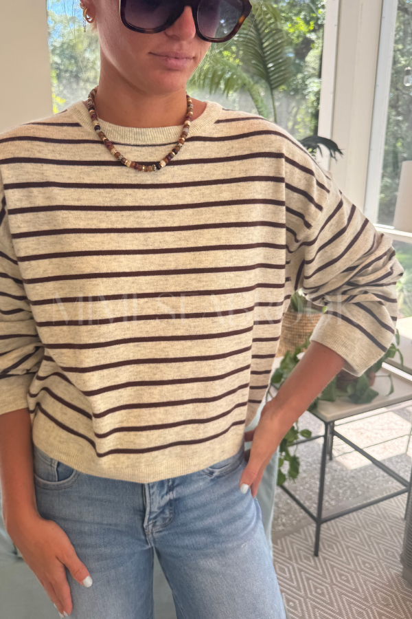 Ginny sweater, ivory/brown
