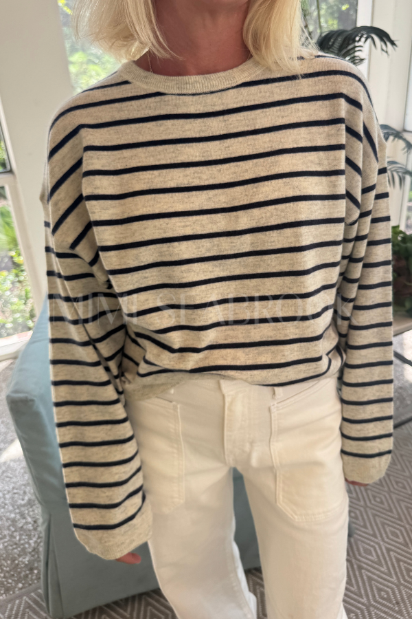 Ginny sweater, ivory/navy