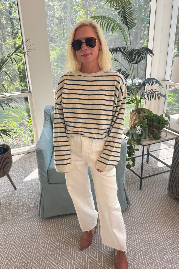 Ginny sweater, ivory/navy