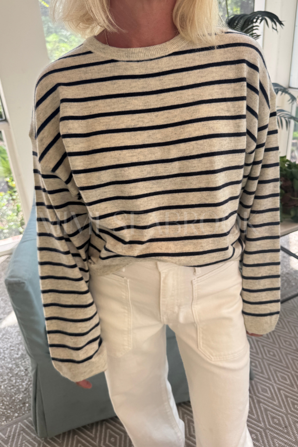 Ginny sweater, ivory/navy