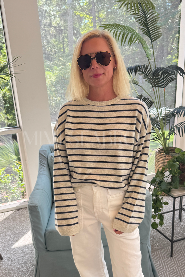Ginny sweater, ivory/navy