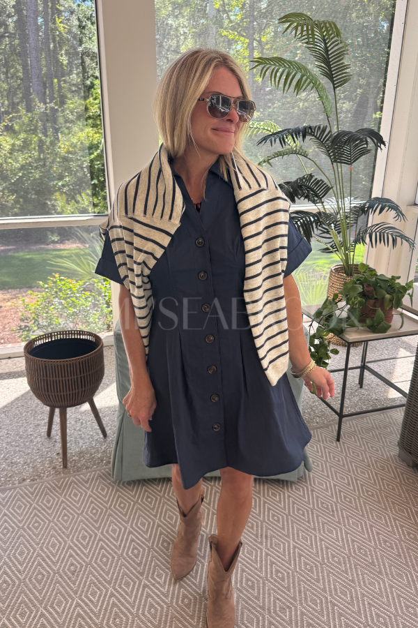 Ginny sweater, ivory/navy