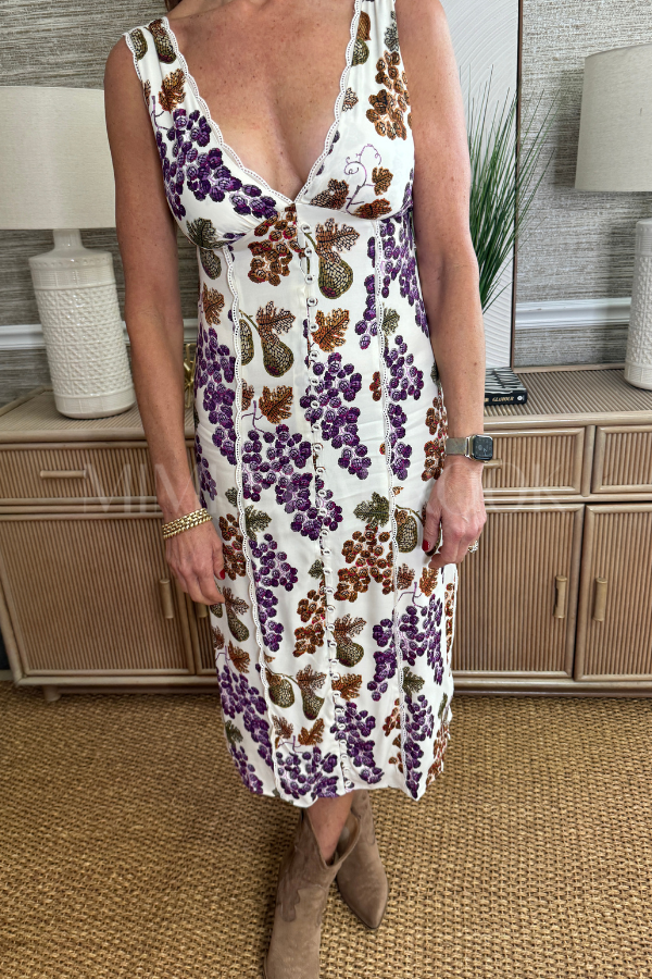 Grape Garden Cream Sleeveless Midi Dress by Farm Rio