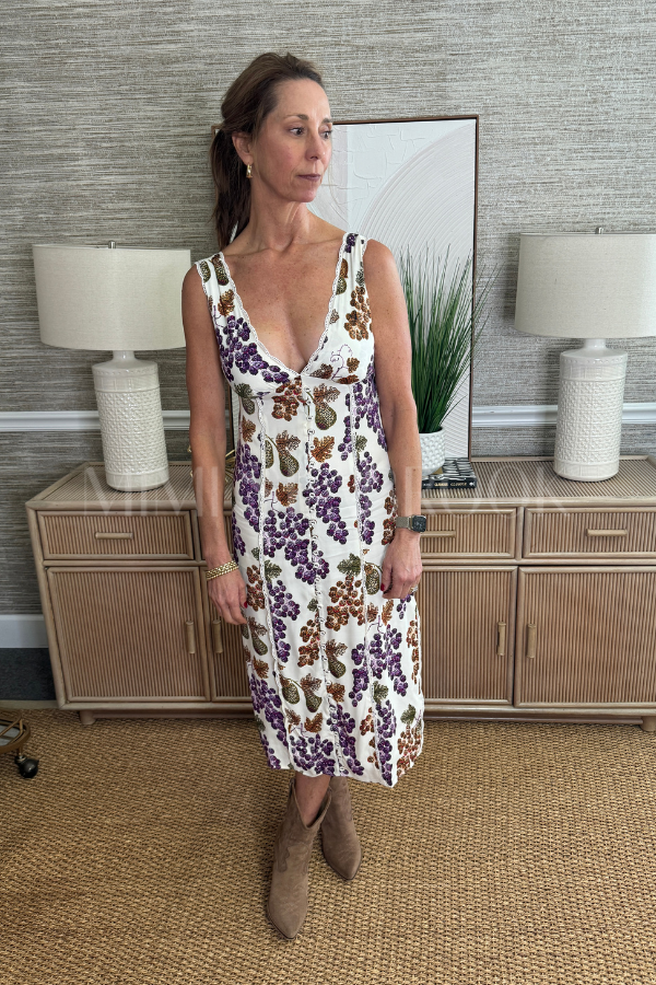sleeveless midi dress Grape Garden Cream Sleeveless Midi Dress by Farm Rio – Mimi Seabrook