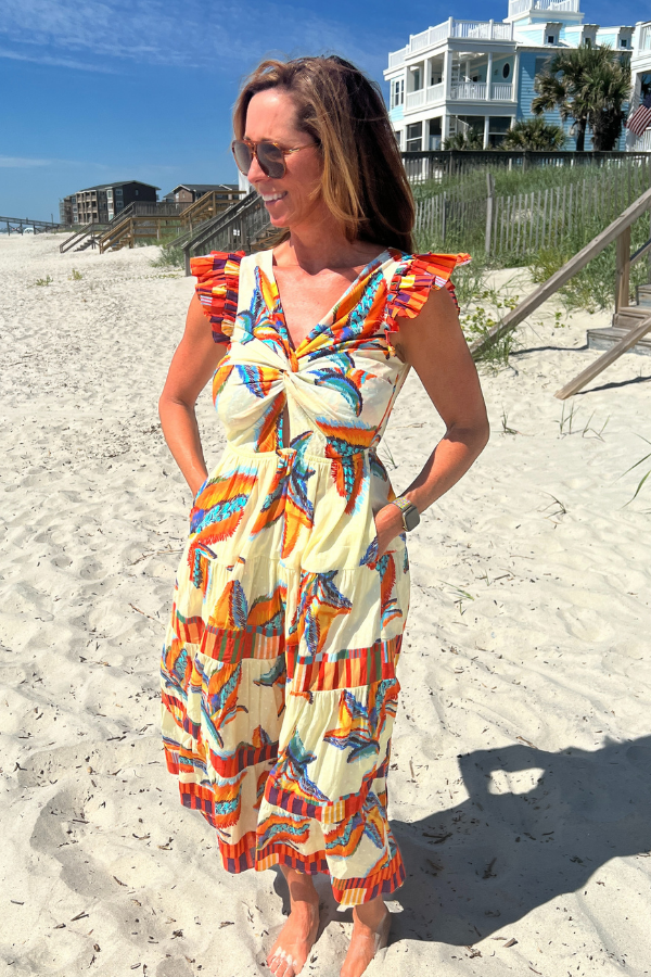 Grayton Beach Dress, tropical print by King + Pitt