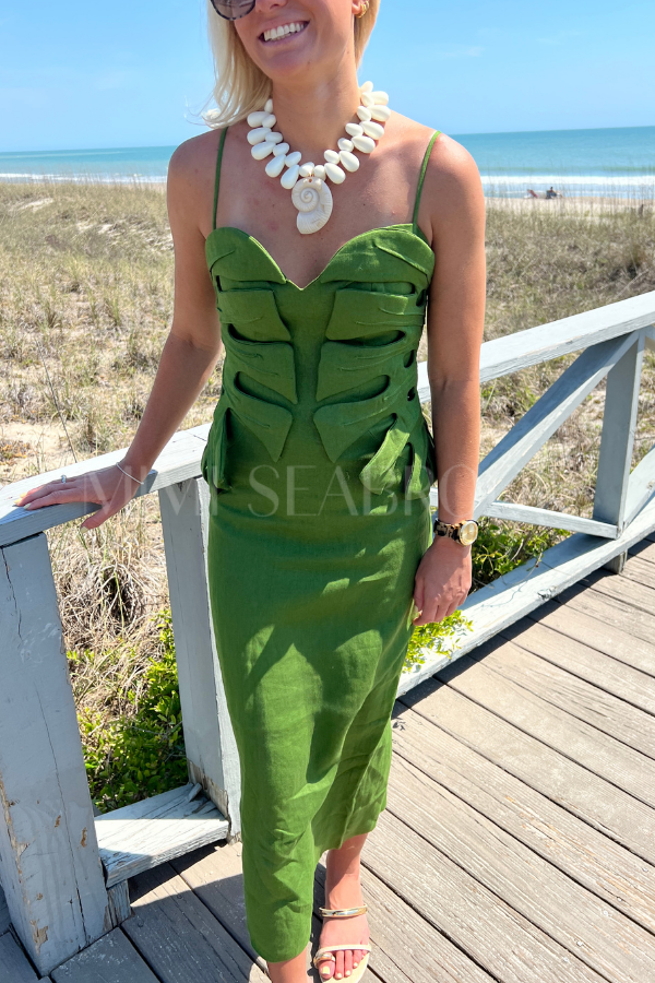 Green Monstera Leaf Sleeveless Maxi Dress by Farm Rio