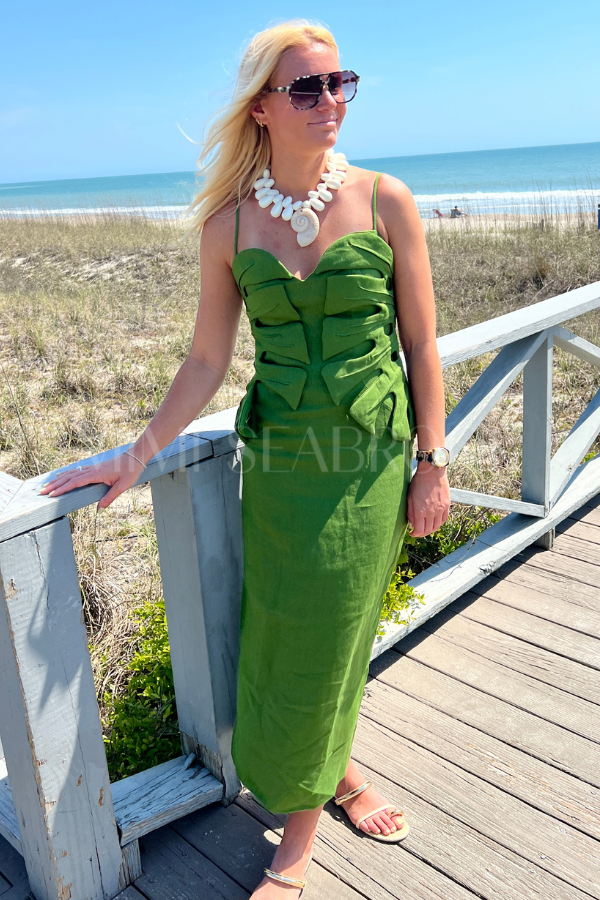Green Monstera Leaf Sleeveless Maxi Dress by Farm Rio
