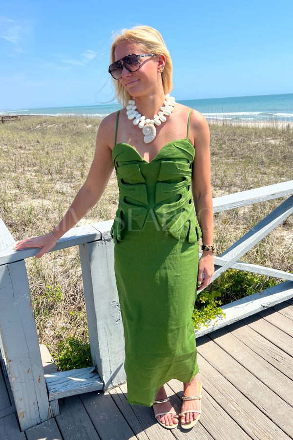Green Monstera Leaf Sleeveless Maxi Dress by Farm Rio