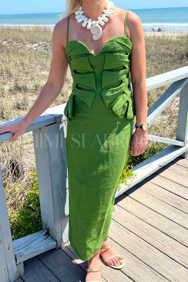Green Monstera Leaf Sleeveless Maxi Dress by Farm Rio