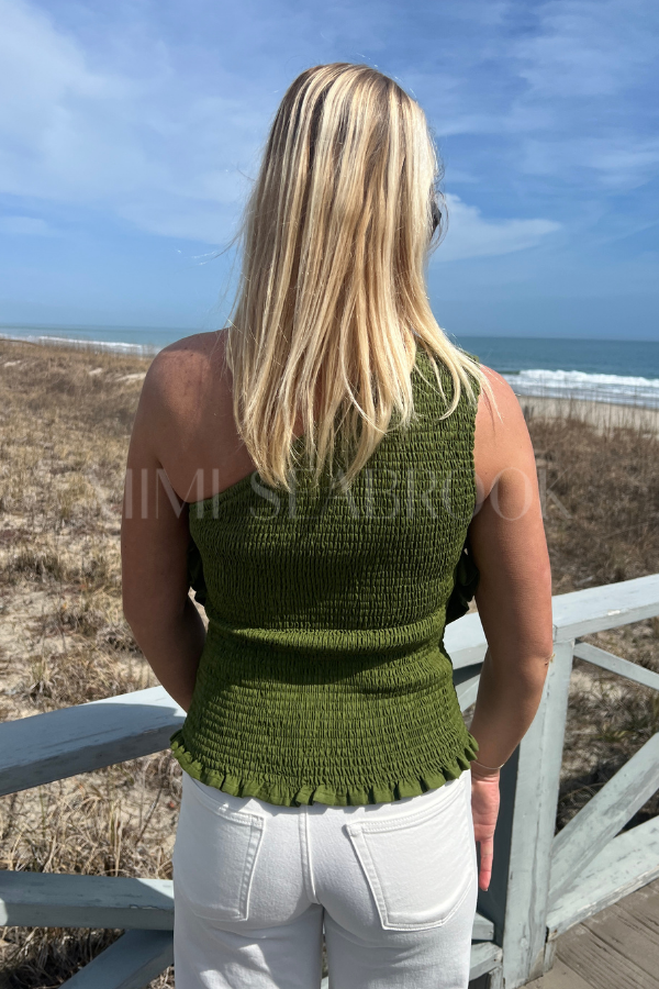 Green One Shoulder Blouse by Farm Rio
