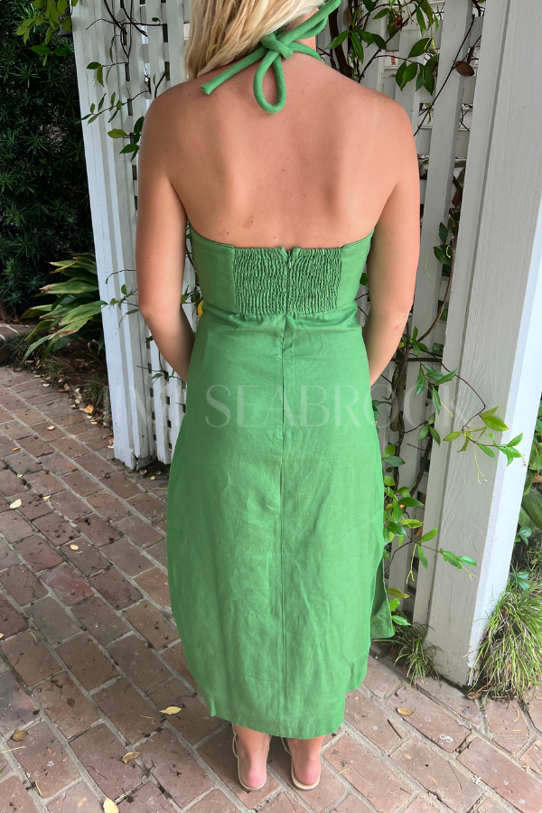 Green Palm Tree Embroidery Midi Dress by Farm Rio