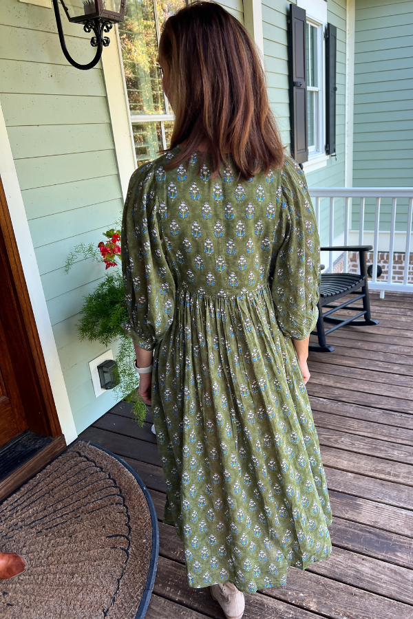 Gunter dress, olive multi