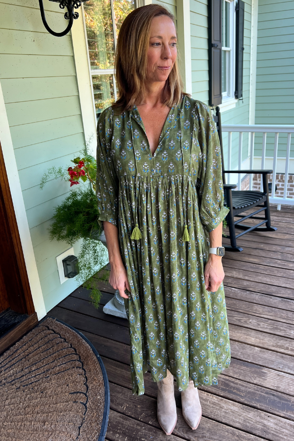 Gunter dress, olive multi