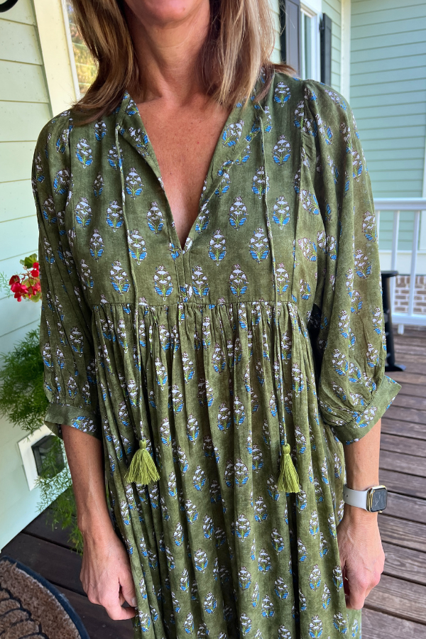 Gunter dress, olive multi