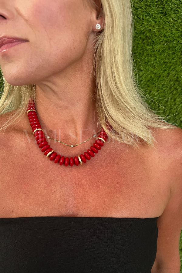 Haddox necklace, red