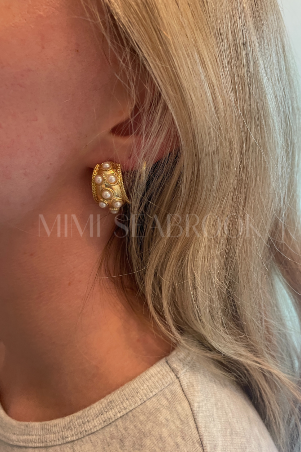 Halston earrings, cream