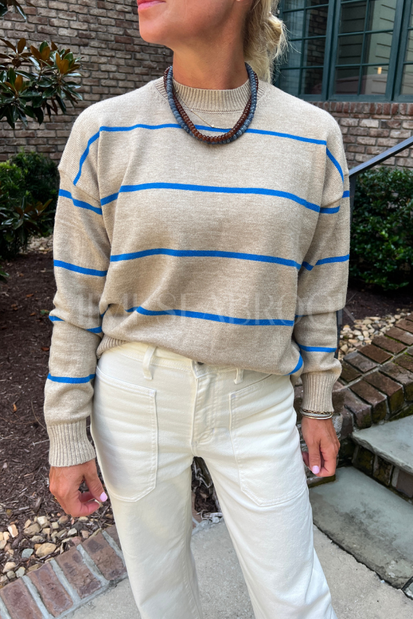 Harlee sweater, taupe/blue