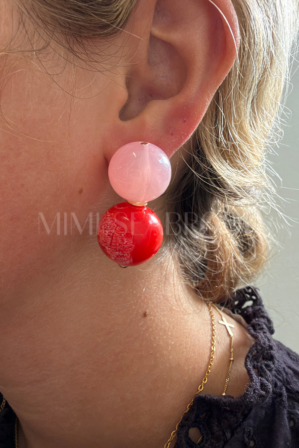Hattie Mae earrings, red light pink
