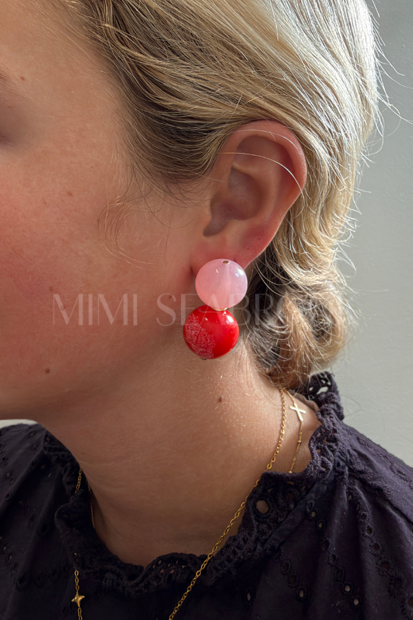 Hattie Mae earrings, red light pink