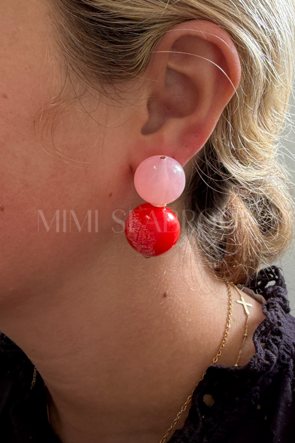Hattie Mae earrings, red light pink