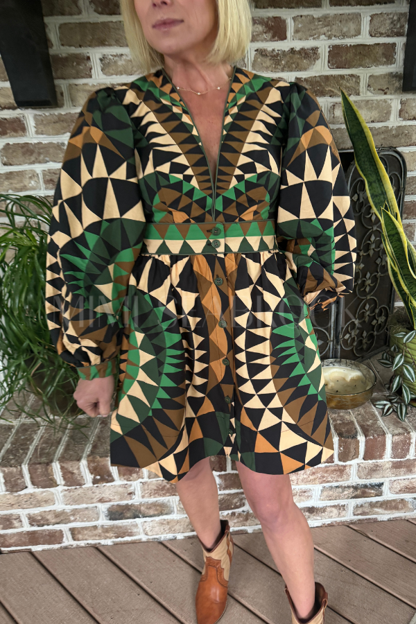 Heart Deco Green Mini Dress by Farm Rio