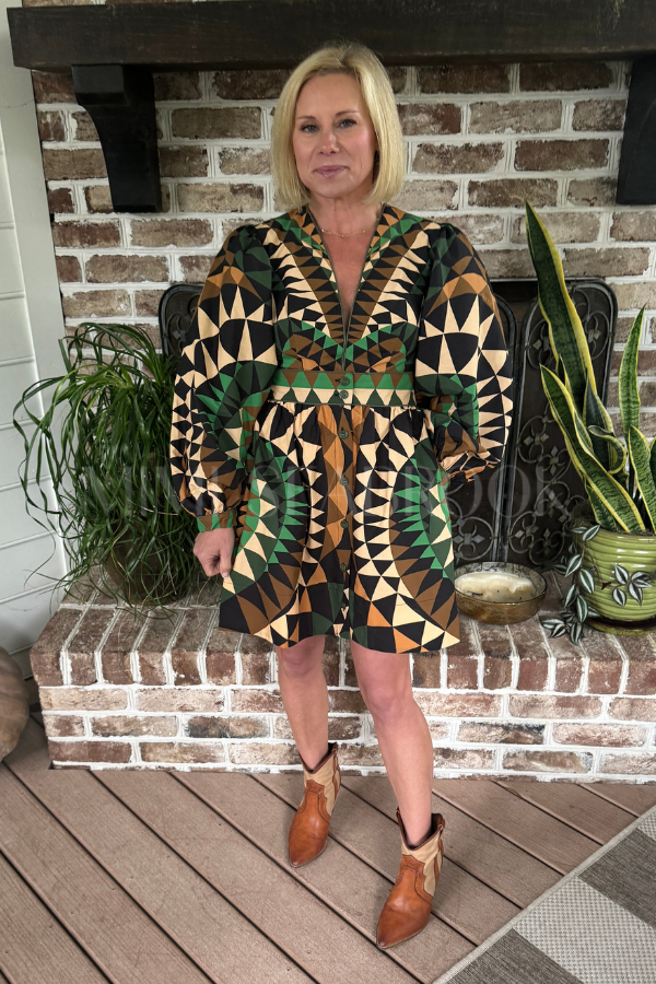 Heart Deco Green Mini Dress by Farm Rio