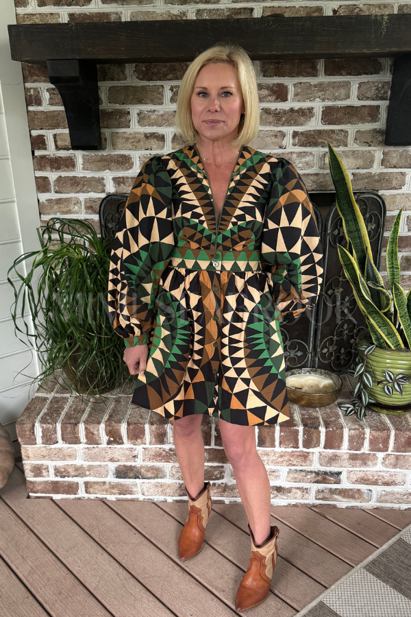 Heart Deco Green Mini Dress by Farm Rio