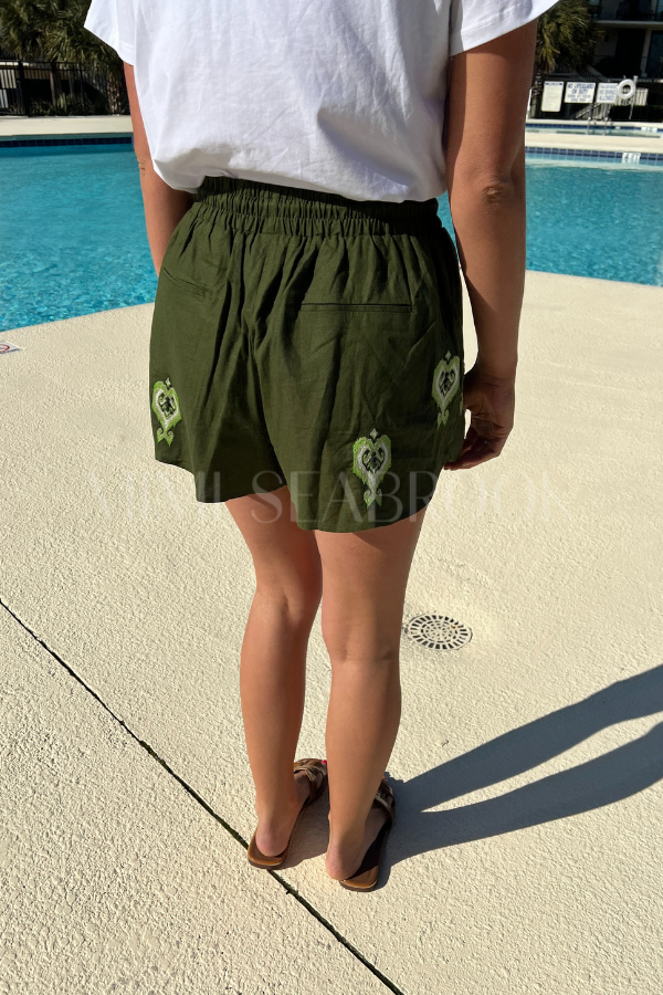 Heart Tapestry Embroidered Shorts by Farm Rio