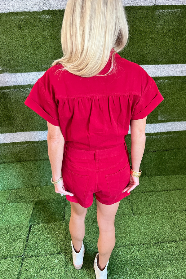 Heidi romper, crimson