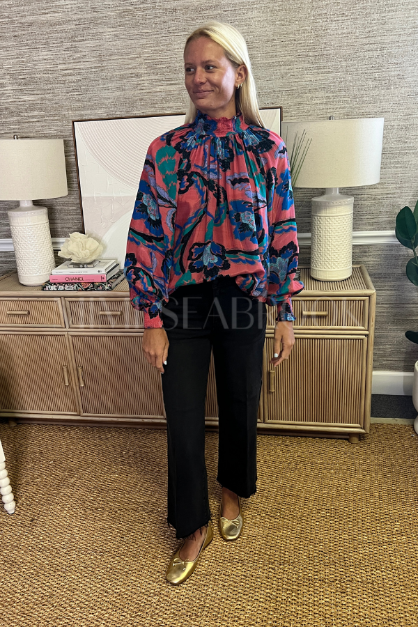 High Neck Blouse, Bergamo Cinnamon by Oliphant