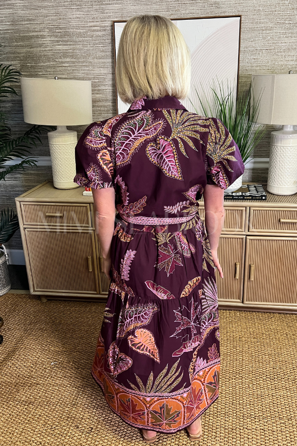 Hobson dress, wine flora print