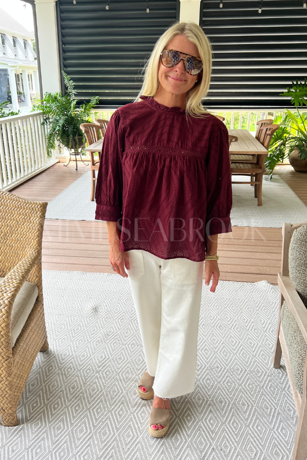 Honora top, burgundy