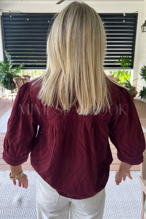 Honora top, burgundy