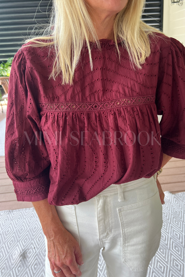 Honora top, burgundy