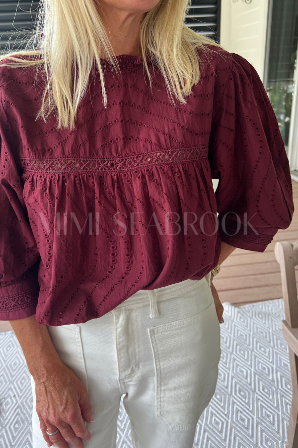 Honora top, burgundy