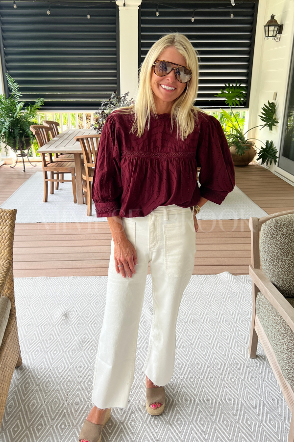 Honora top, burgundy
