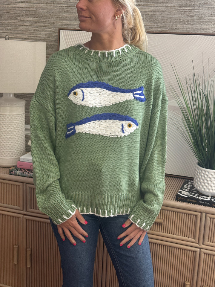 Thisbe sweater, basil fish