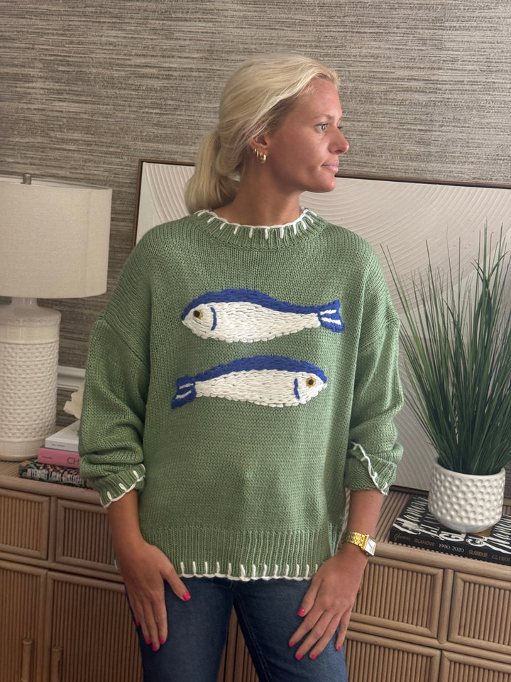 Thisbe sweater, basil fish