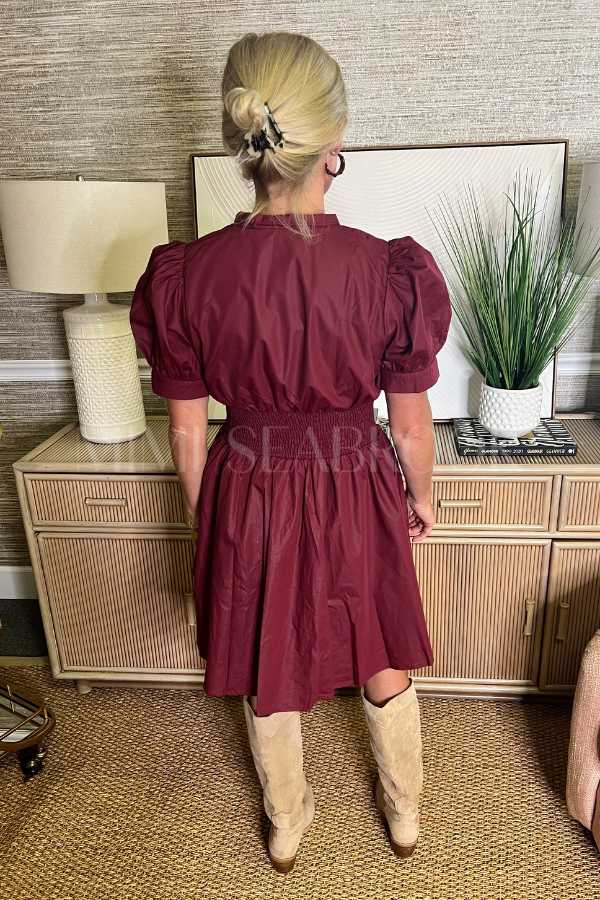 Inaya dress, burgundy