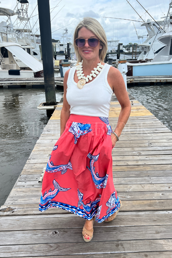 Islamorada Skirt by King + Pitt, sunset tarpon print