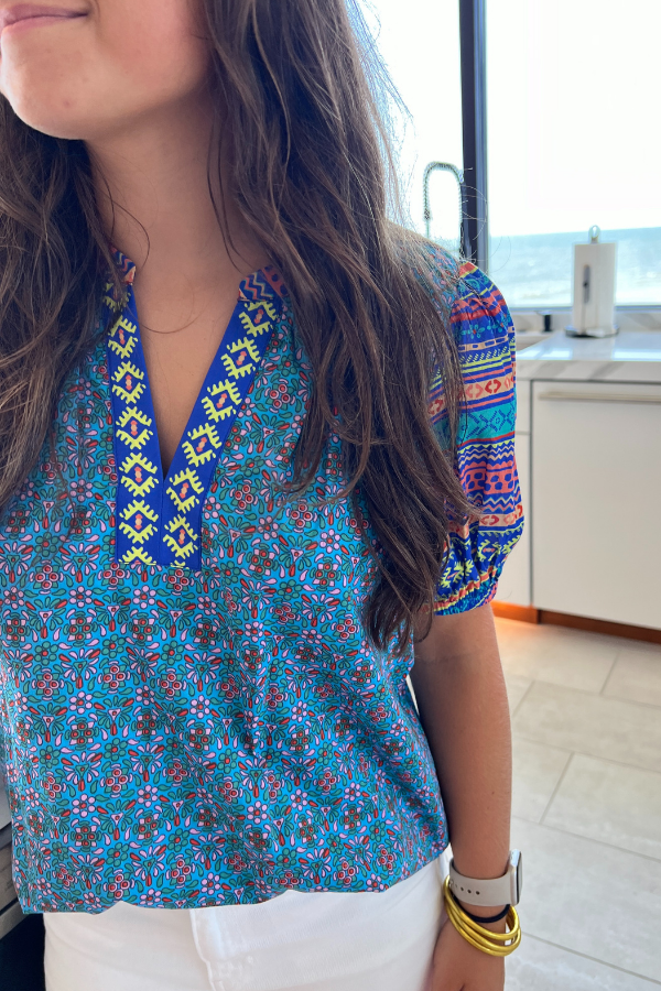 Isla top, blue multi