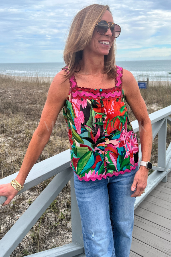 Jardin De Reve Multicolor Sleeveless Blouse by Farm Rio