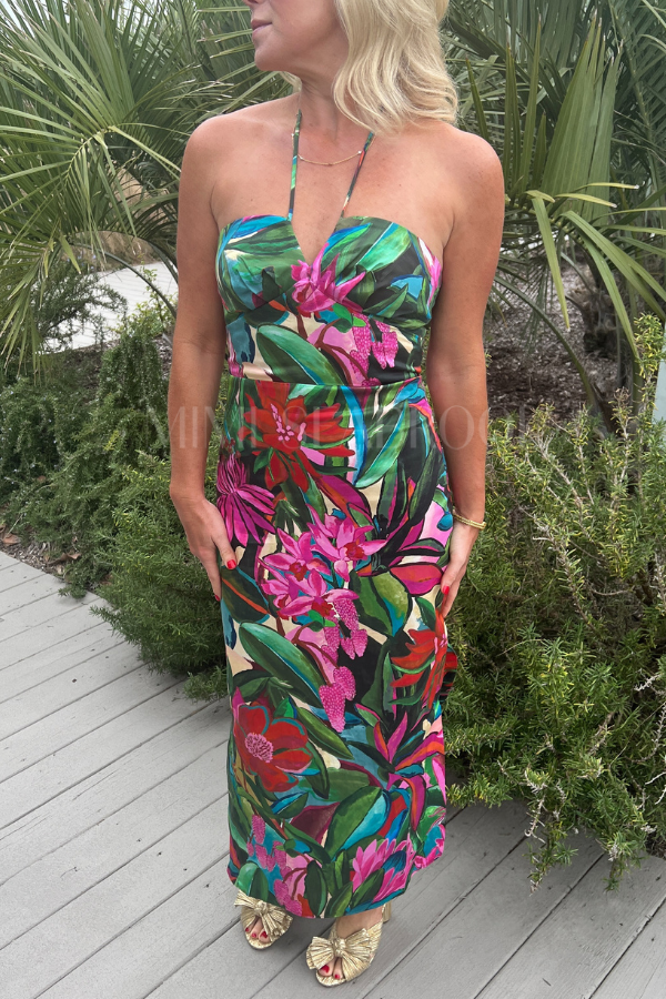 Jardin De Reve Multicolor Strapless Midi Dress by Farm Riov